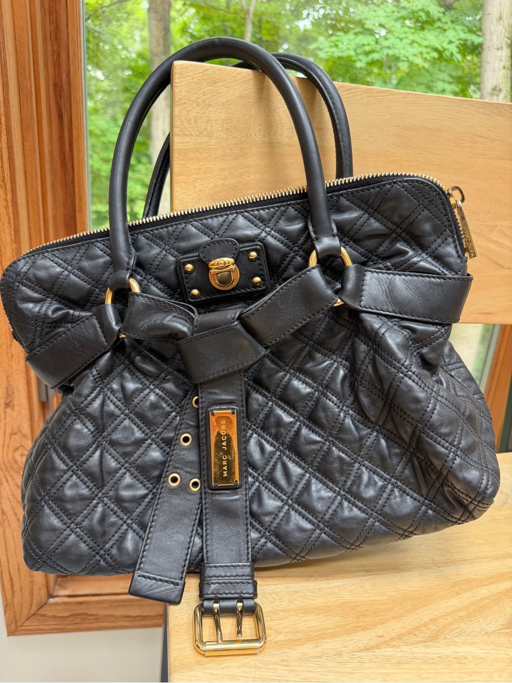 Marc Jacobs Large Bruna Black Quilted Leather Handbag